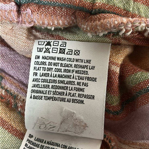 American Eagle Boho Chic Linen Blend Colorful Striped Wide Leg Cropped Jumpsuit - Picture 9 of 9